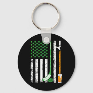 Irish American Flag Ireland St Patricks Day Beer I Keychain