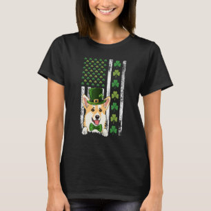 Irish American Flag Ireland Vintage Corgi St Patri T-Shirt