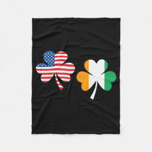 Irish American Flag Shamrock Usa Ireland St Patric Fleece Blanket