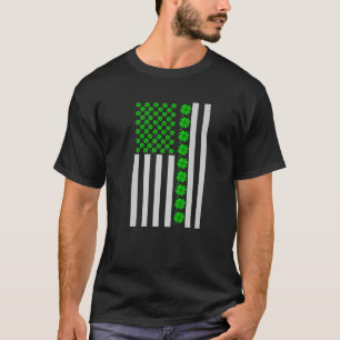 Irish American Flag Shamrock Vintage Happy St Patr T-Shirt