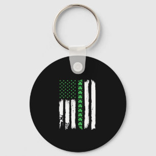 Irish American Flag Shirt St Patrick's Day Long Sl Keychain