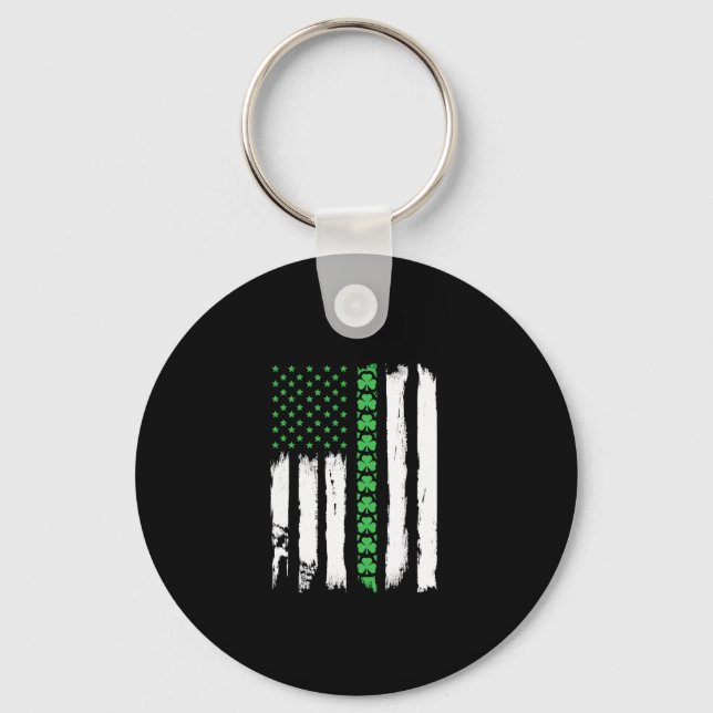 Irish American Flag Shirt St Patrick's Day Long Sl Keychain (Front)