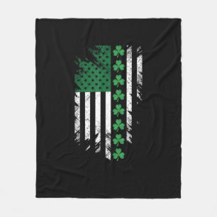 Irish American Flag Shirt St. Patrick's Day T-Shir Fleece Blanket