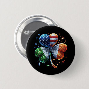 Irish American Flag ST PATRICKS DAY 2 Inch Round Button