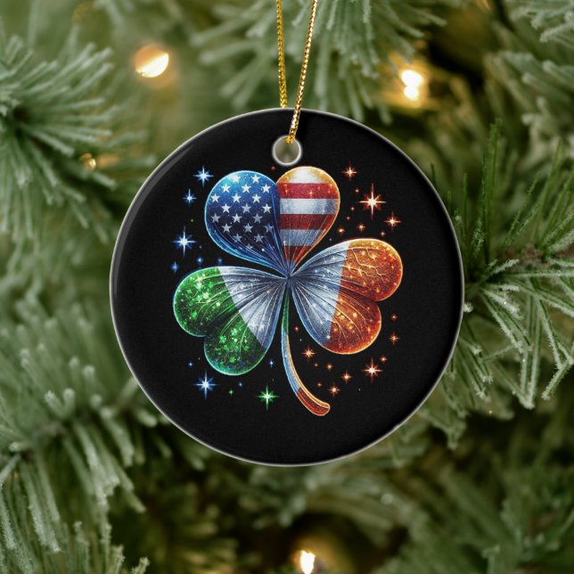Irish American Flag  ST PATRICKS DAY Ceramic Ornament (Tree)