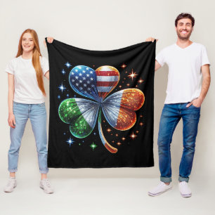 Irish American Flag ST PATRICKS DAY Fleece Blanket
