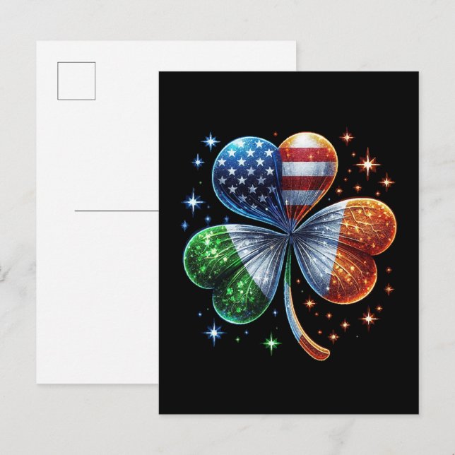 Irish American Flag ST PATRICKS DAY Invitation Postcard (Front/Back)