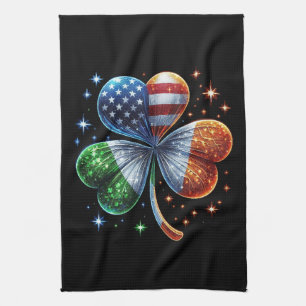 Irish American Flag ST PATRICKS DAY Kitchen Towel