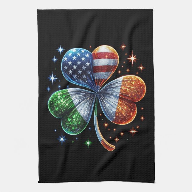 Irish American Flag  ST PATRICKS DAY Kitchen Towel (Vertical)