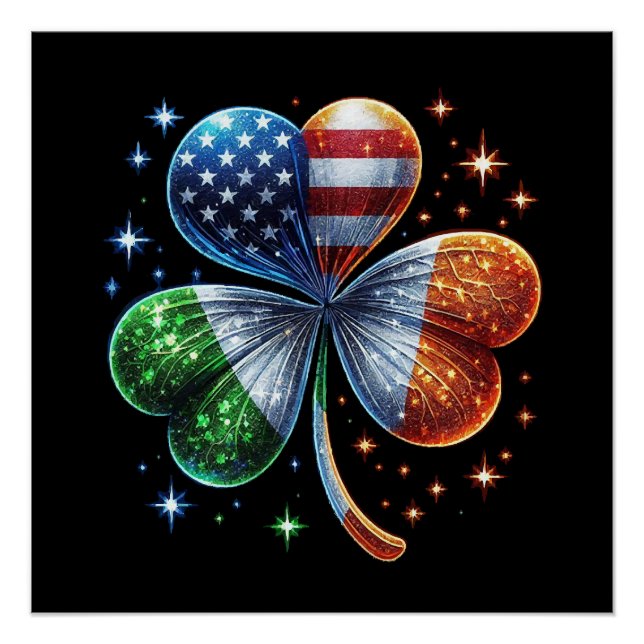 Irish American Flag ST PATRICKS DAY Poster (Front)