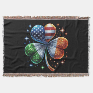 Irish American Flag ST PATRICKS DAY Throw Blanket