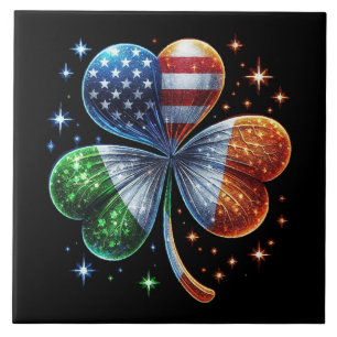Irish American Flag ST PATRICKS DAY Tile
