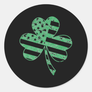 Irish American Flag Vintage Shamrock St Patricks D Classic Round Sticker