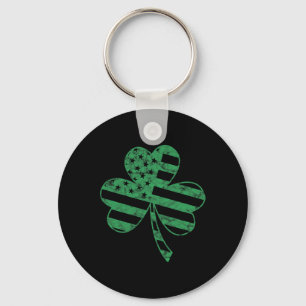 Irish American Flag Vintage Shamrock St Patricks D Keychain