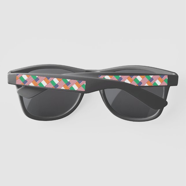 IRISH AMERICAN FLAGS St Patrick's Day Patriotic Sunglasses (Back)