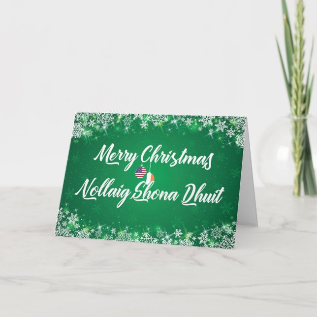 Irish American Gaelic Bilingual Holiday Card (Front)