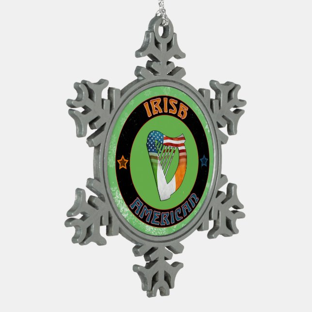 Irish American Harp Christmas Tree Ornament (Left)