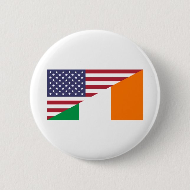 Irish American Pride US Ireland Flag 2 Inch Round Button (Front)