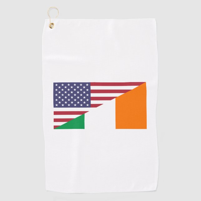 Irish American Pride US Ireland Flag Golf Towel (Front)