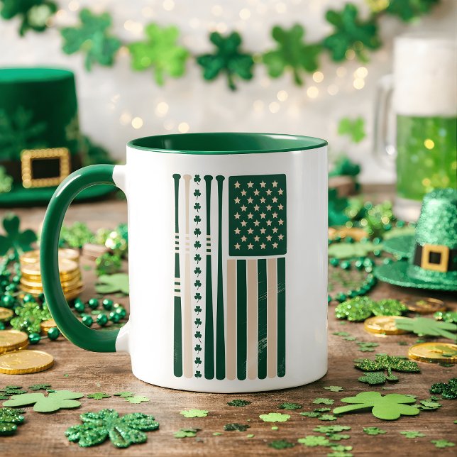 Irish American Shamrock Flag Coffee Mug (Créateur téléchargé)