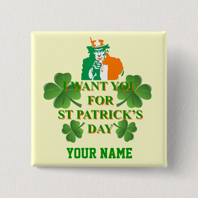 Irish American  St Patrick's day 2 Inch Square Button (Front)