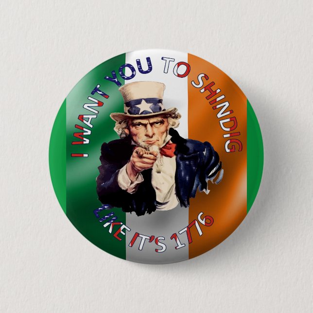 Irish American Uncle Sam Celebration Shindig 2 Inch Round Button (Front)