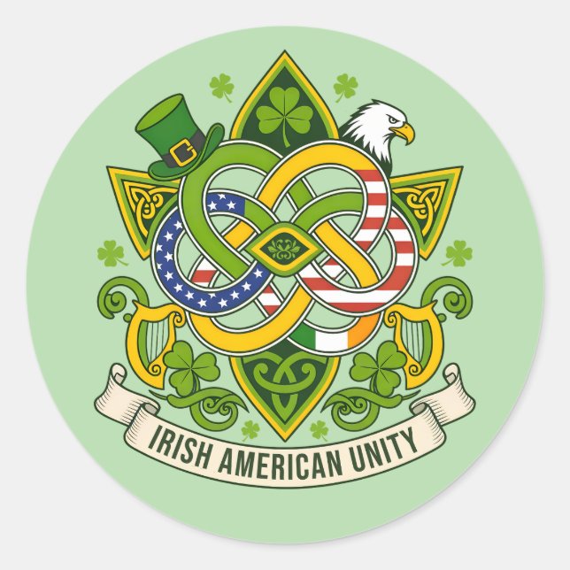 Irish American Unity Classic Round Sticker (Front)