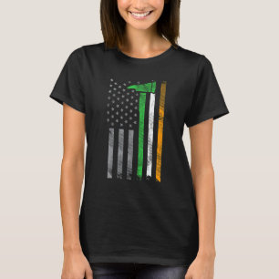 Irish American US Flag Firefighter Axe Fire St Pat T-Shirt