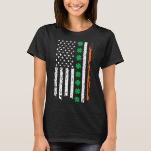 Irish American USA Flag w Irish Shamrocks T-Shirt