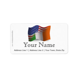 Irish-American Waving Flag Label