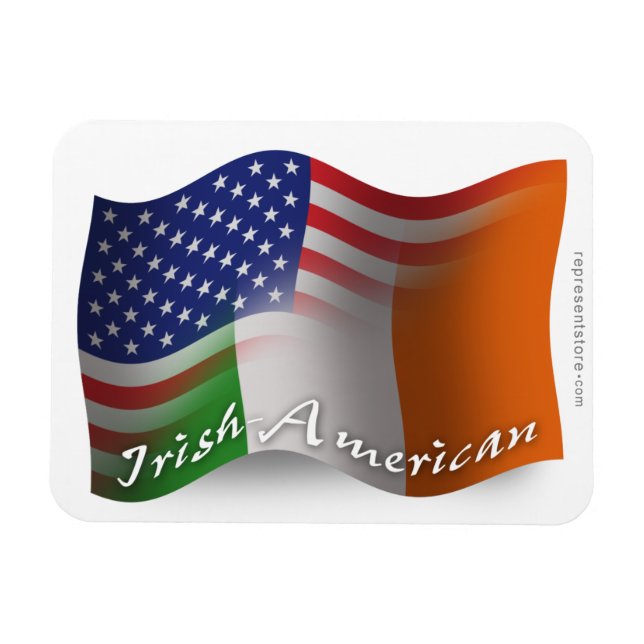 Irish-American Waving Flag Magnet (Horizontal)