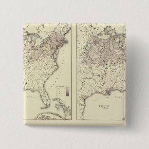 Irish and German Population 1870 2 Inch Square Button