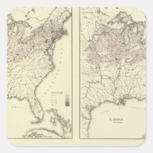 Irish and German Population 1870 Square Sticker