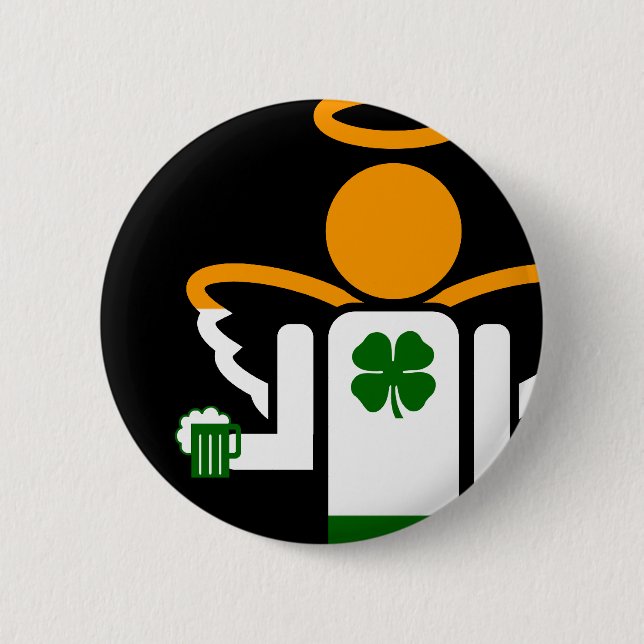 irish angel. 2 inch round button (Front)