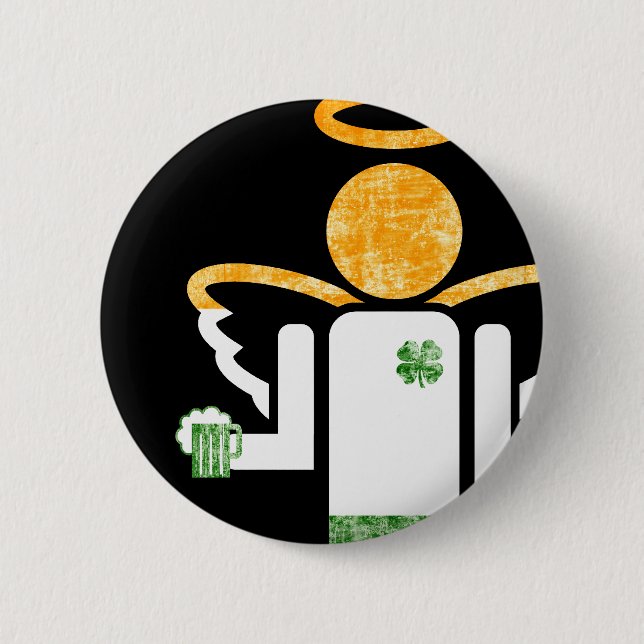 irish angel. 2 inch round button (Front)