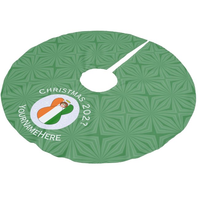 Irish Angel Christmas Flag Personalized  Brushed Polyester Tree Skirt (Angled)