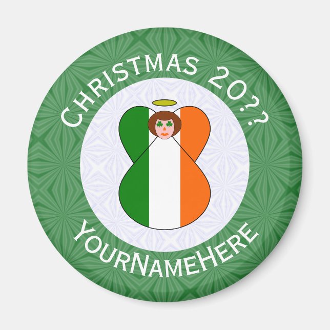 Irish Angel Christmas Flag Personalized  Magnet (Front)