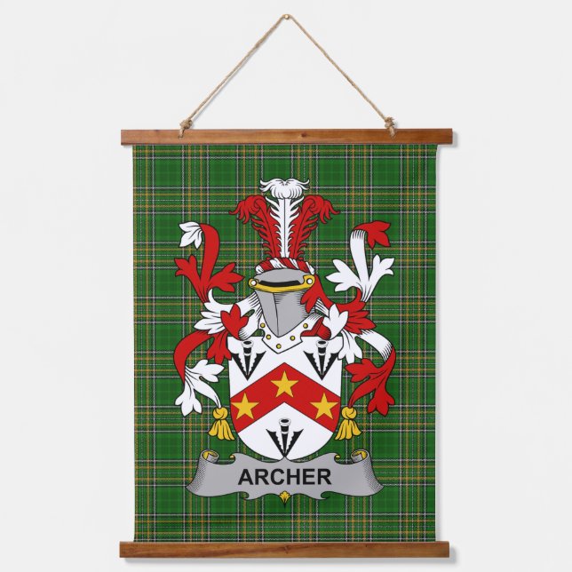Irish Archer Coat of Arms Family Crest Hanging Tapestry (Front)