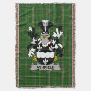 Irish Ashfield Coat of Arms Family Crest Ireland Throw Blanket