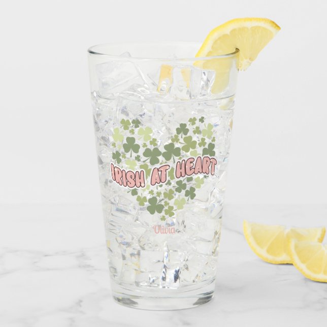 Irish at Heart St. Patrick's day Personalized Glass (Back Ice)