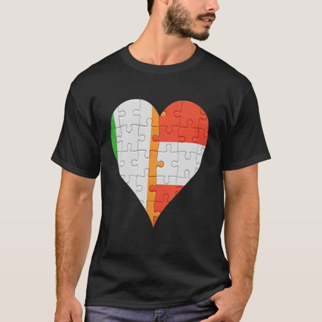 Irish Austrian Flag Heart T-Shirt (Front)