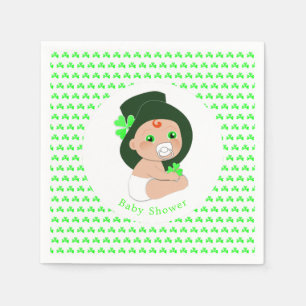 Irish Baby Leprechaun Lucky Shamrock Baby Shower Napkin