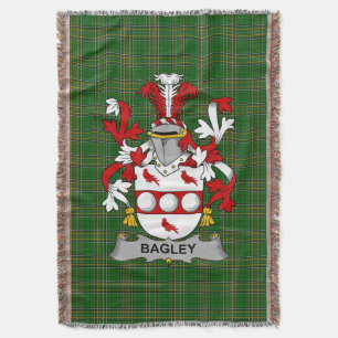 Irish Bagley or Begley Coat of Arms Family Crest Throw Blanket