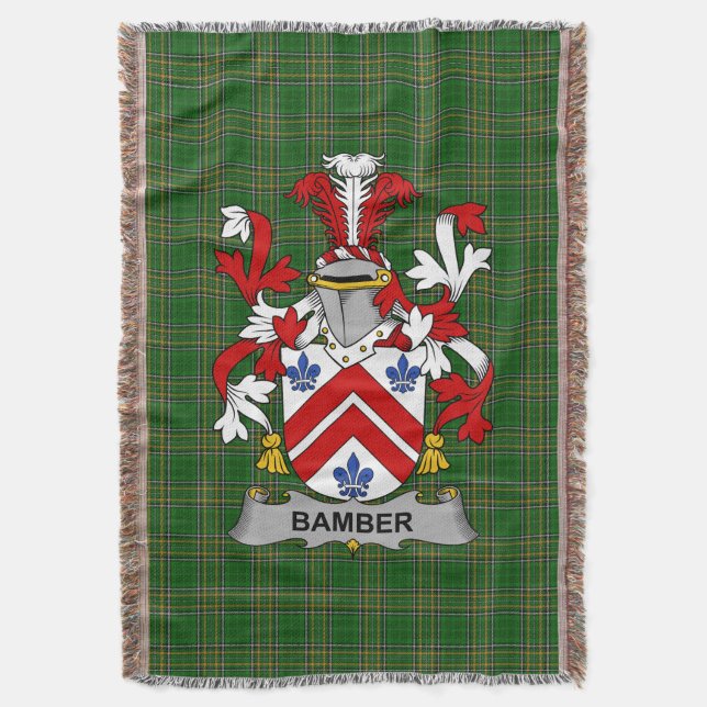  Irish Bamber Coat of Arms Family Crest Ireland Throw Blanket (Front Vertical)