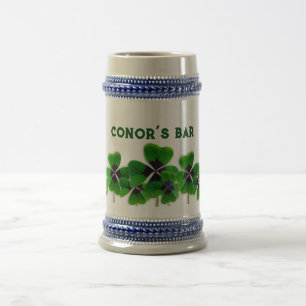 Irish Bar Four-leaf Clover Personalized Beer Stein