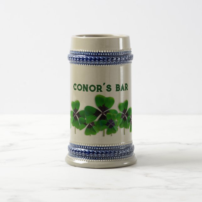 Irish Bar Four-leaf Clover Personalized Beer Stein (Center)