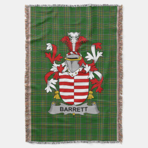 Irish Barrett Coat of Arms Family Crest Ireland Throw Blanket