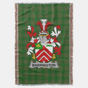  Irish Barrington Coat of Arms Family Crest Irelan Throw Blanket