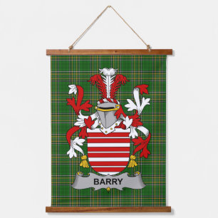 Irish Barry Coat of Arms Family Crest Hanging Tapestry