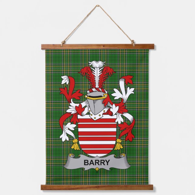 Irish Barry Coat of Arms Family Crest Hanging Tapestry (Front)